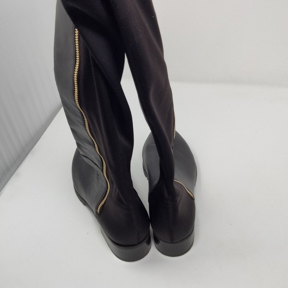 NINE West Brown flat zipper boot knee length size 7 and 1/2 medium new - Picture 4 of 8